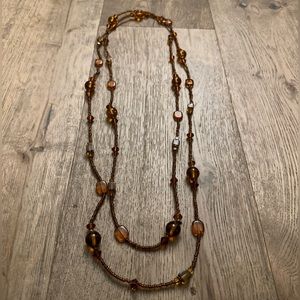 Long Amber Colored Beaded Necklace